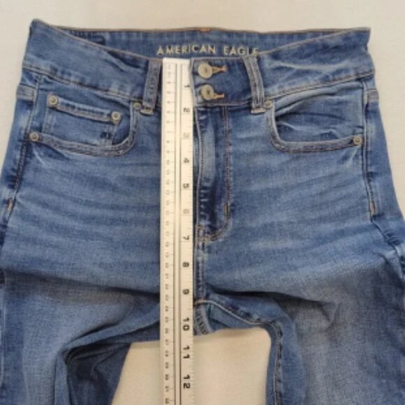 American Eagle Jeans Womens 6 Short Artist Flare High Rise Medium Wash Denim - Picture 8 of 8